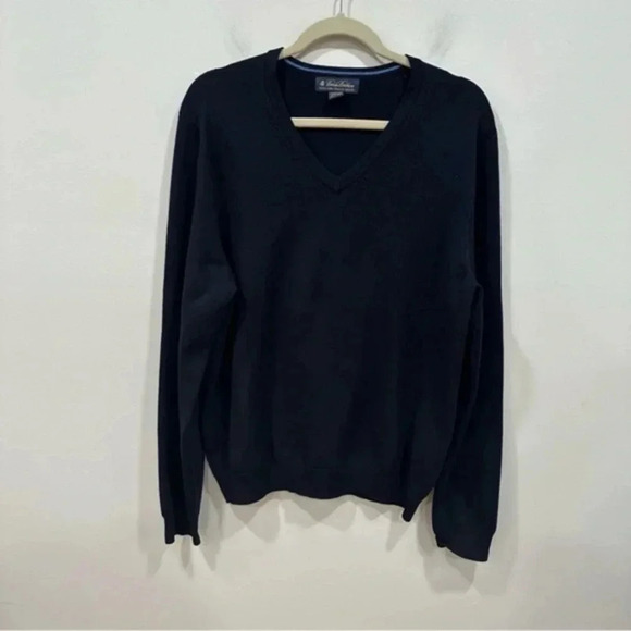 Brooks brothers merino wool blend v neck sweater navy Medium - Picture 2 of 9